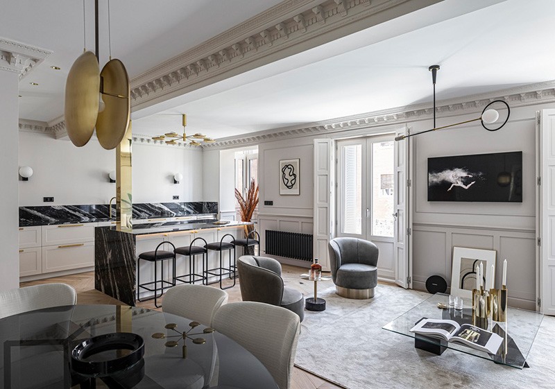 Скандинавская элегантность и парижская роскошь в интерьере квартиры в Мадриде (192 кв.м)