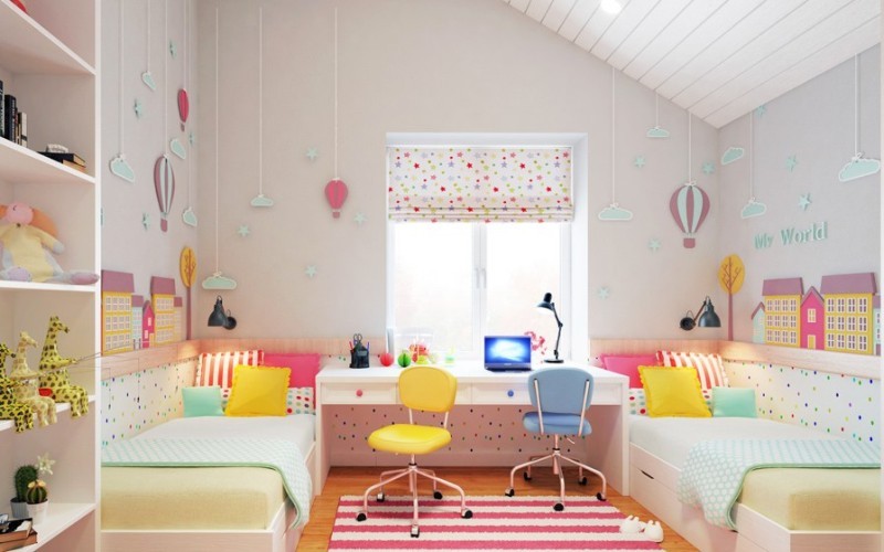 Детская комната для двух девочек — фото интерьеров