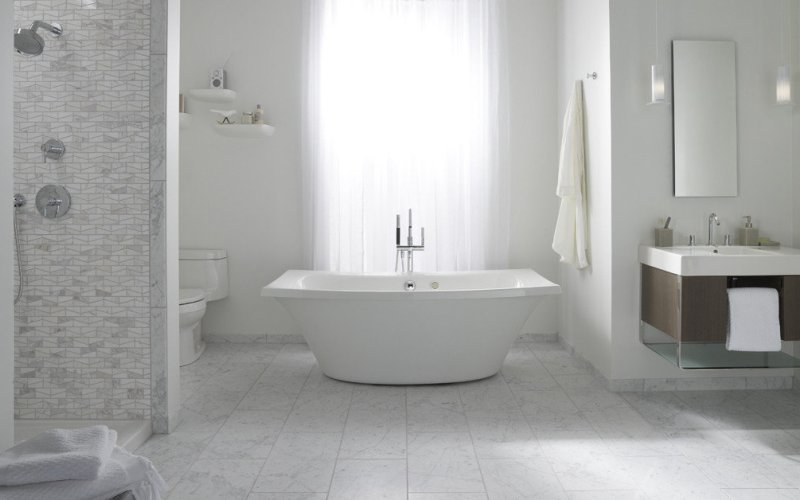 Белые ванные, фото интерьеров