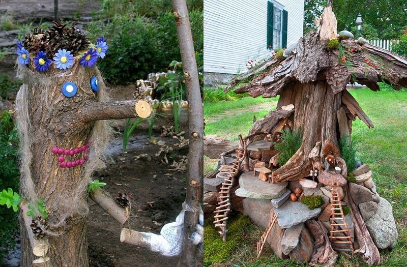 Как украсить пень от дерева, создавая уютный декор дачного участка