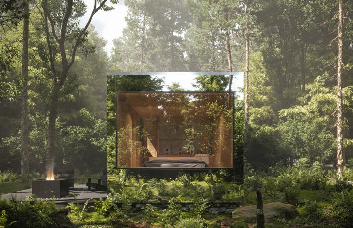 Зеркальные домики для уединенного отдыха практически не видны в лесу
