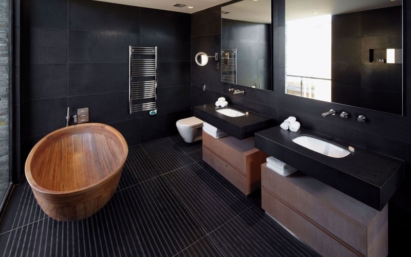Ванная комната в черных тонах