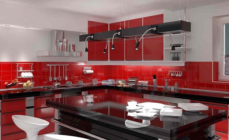 Кухня в красно-черных тонах