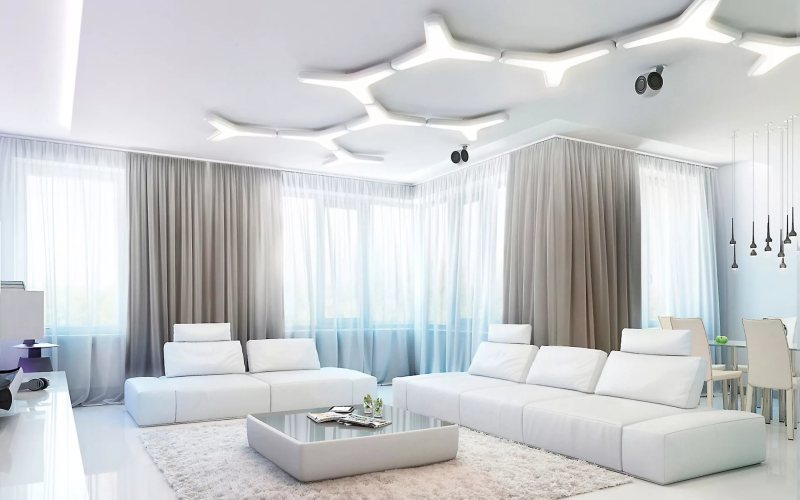 Интерьер белой гостиной: оформление, мебель, декор