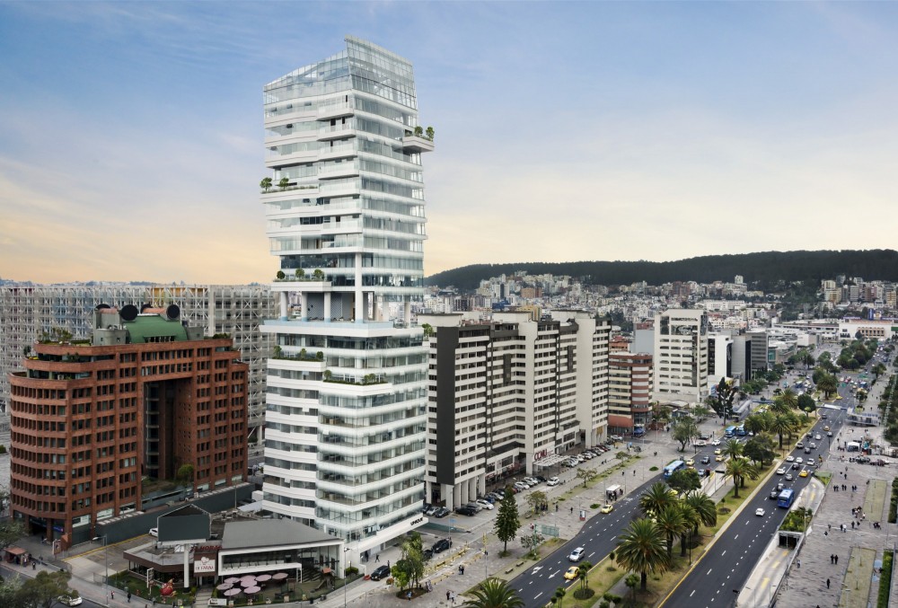 Уникальный небоскреб с изогнутым стеклянным фасадом, Эквадор