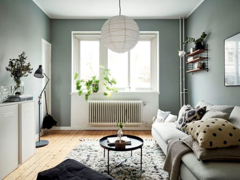 Небольшая квартира 40 квадратных метров в Швеции в белых и серых тонах
