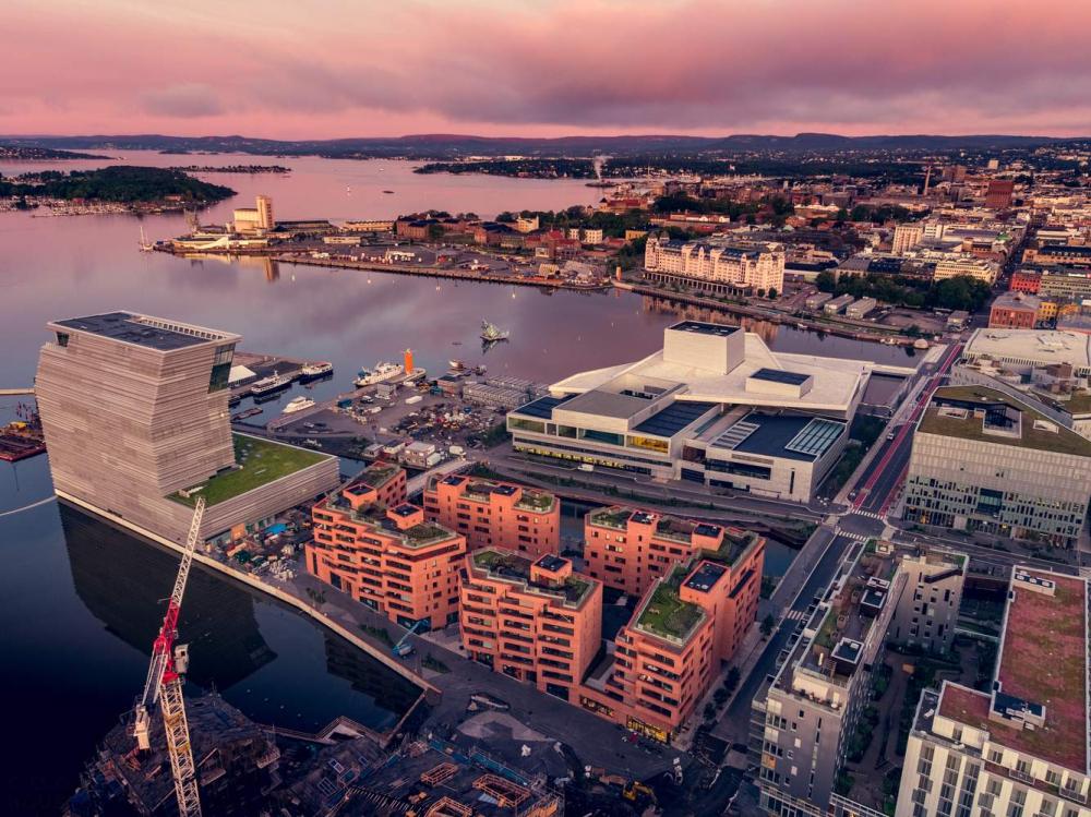 Современный жилой комплекс Munch Brygge в Осло, Норвегия